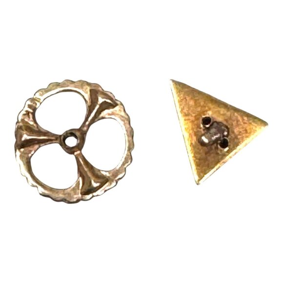 Vintage 14K Solid Gold Masonic Square & Compasses Blue Enamel Lapel Pin 0.71g - Picture 3 of 7